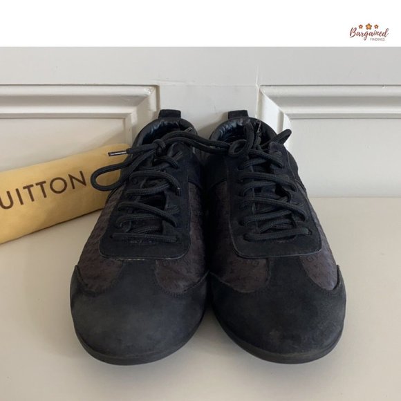 Authentic Louis Vuitton Black Monogram Laminated Suede Low Top Sneakers 38.5/8.5 - Picture 4 of 13